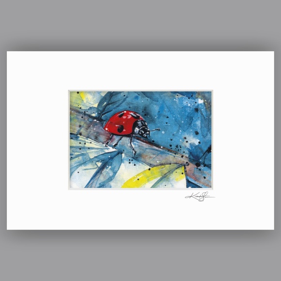 Ladybug Print in Mat from original painting by Kathy Morton Stanion - Ladybug 2 - Picture 2 of 5